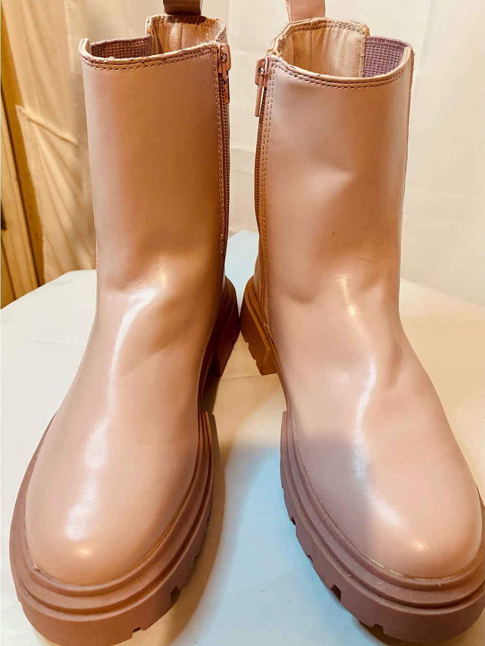 Zara Chunky Ankle Boots in Blush